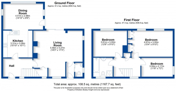 Floor Plan Image for 3 Bedroom End of Terrace House for Sale in Park Piece, Kineton, Warwick