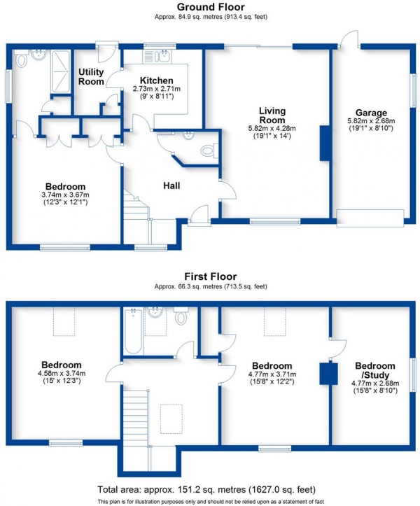 Floor Plan Image for 3 Bedroom Property for Sale in Baldwins Lane, Upper Tysoe, Warwick