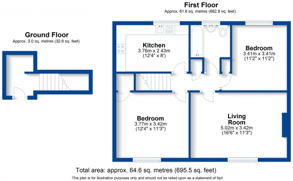 Floor Plan Image for 2 Bedroom Maisonette for Sale in Dene Close, Kineton, Warwick