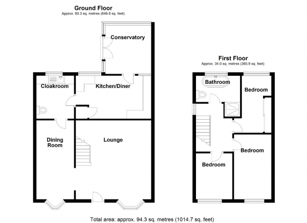 Floor Plan Image for 3 Bedroom Semi-Detached House for Sale in Rowan Way, Chelmsley Wood, Birmingham