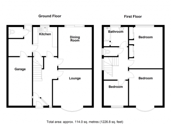 Floor Plan for 3 Bedroom Semi-Detached House for Sale in Salisbury Drive, Water Orton, Birmingham, B46, 1QJ - OIRO &pound345,000