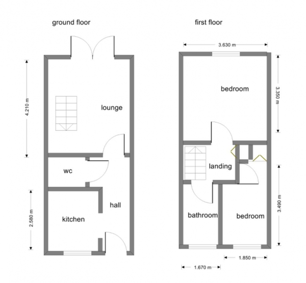 Floor Plan Image for 2 Bedroom End of Terrace House for Sale in Meadow Way, Tamworth