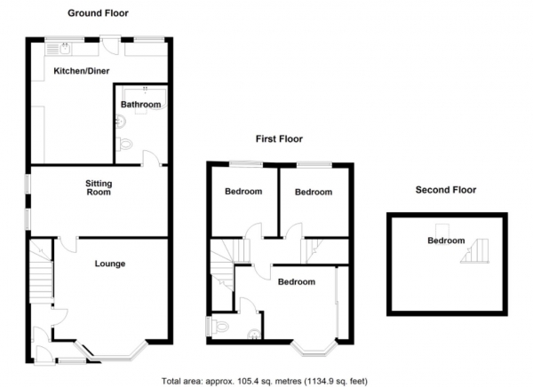 Floor Plan Image for 3 Bedroom Semi-Detached House for Sale in Wakefield Grove, Water Orton, Birmingham