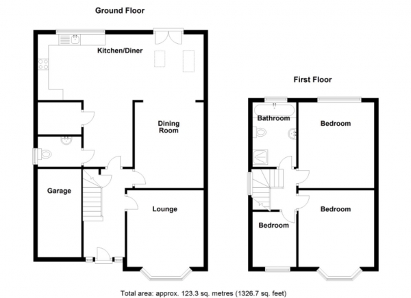 Floor Plan for 3 Bedroom Semi-Detached House for Sale in Coleshill Road, Sutton Coldfield, B72, 1SH -  &pound450,000