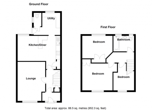 Floor Plan for 3 Bedroom Terraced House for Sale in Sheldon Heath Road, Birmingham, B26, 2UA -  &pound225,000