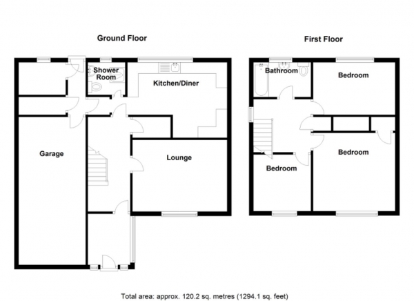 Floor Plan for 3 Bedroom Semi-Detached House for Sale in Edward Road, Water Orton, Birmingham, B46, 1PG -  &pound250,000