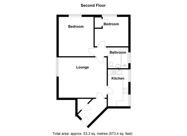 Floor Plan for 2 Bedroom Flat for Sale in Orton Close, Water Orton, Birmingham, B46, 1SX -  &pound150,000