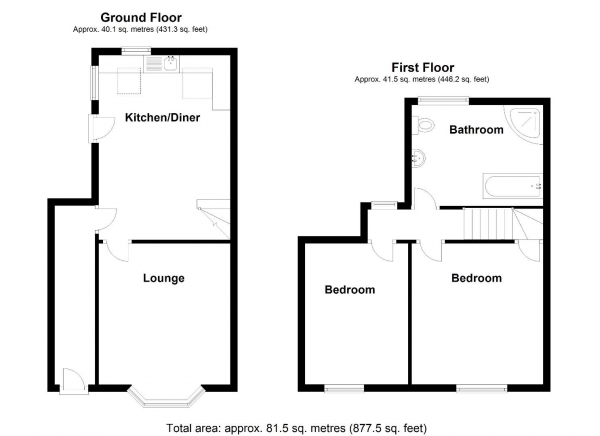 Floor Plan Image for 2 Bedroom Terraced House for Sale in Coleshill Road, Water Orton, Birmingham