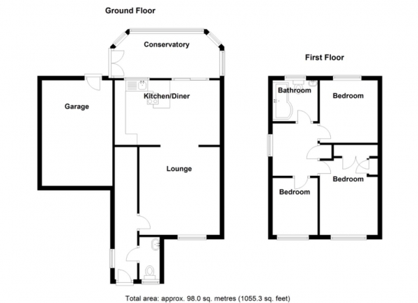 Floor Plan for 3 Bedroom Link Detached House for Sale in Middle Leaford, Stechford, Birmingham, B34, 6HA - Offers Over &pound245,000