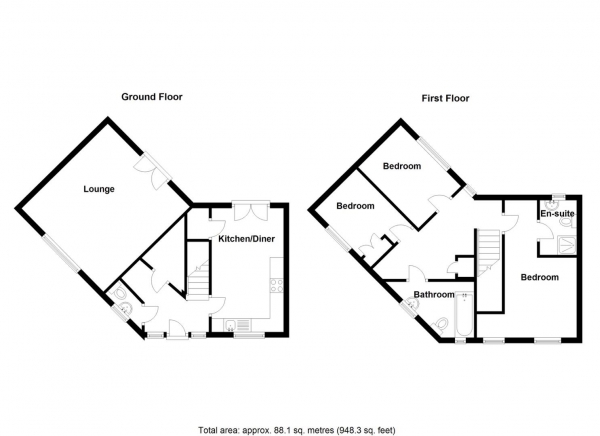 Floor Plan for 3 Bedroom Semi-Detached House for Sale in Platt Brook Way, Birmingham, B26, 2UD -  &pound250,000