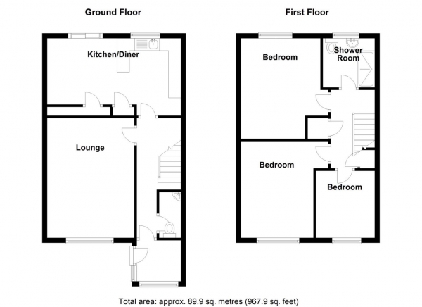 Floor Plan Image for 3 Bedroom End of Terrace House for Sale in Tyebeams, Shard End, Birmingham