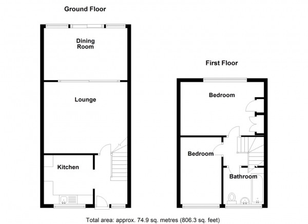 Floor Plan Image for 2 Bedroom Terraced House for Sale in Orton Close, Water Orton, Birmingham