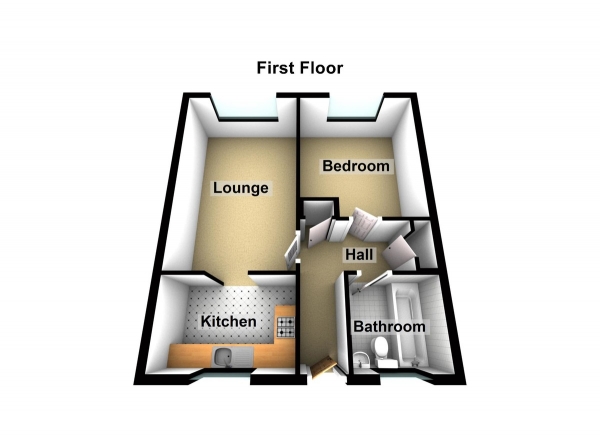 Floor Plan Image for 1 Bedroom Flat to Rent in Badburgham Court, Waltham Abbey