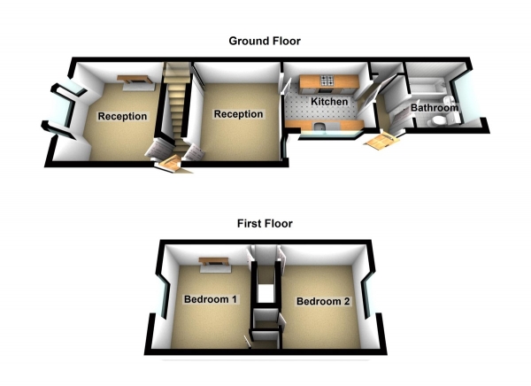 Floor Plan Image for 2 Bedroom End of Terrace House to Rent in Eleanor Road, Waltham Cross