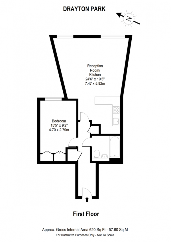 Floor Plan Image for 1 Bedroom Apartment to Rent in Drayton Park, London