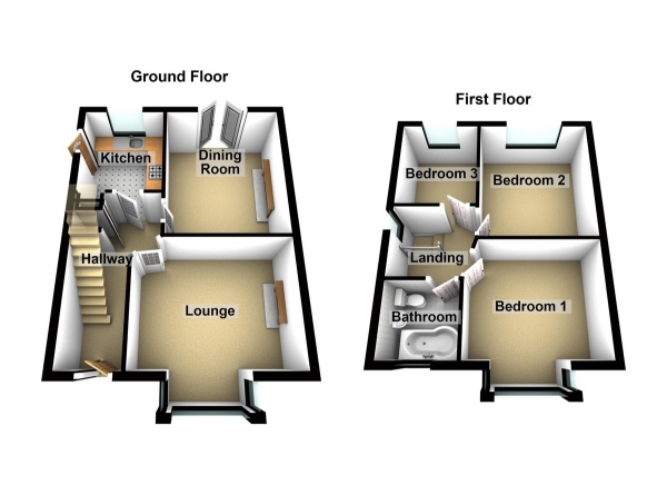 Floor Plan Image for 3 Bedroom Semi-Detached House for Sale in Pick Hill, Waltham Abbey