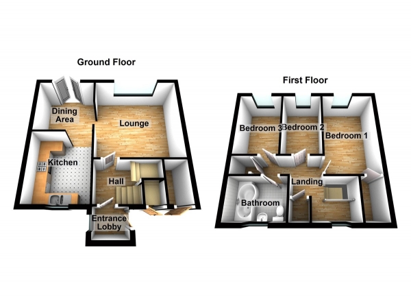Floor Plan Image for 3 Bedroom Terraced House for Sale in Moorfield, Harlow