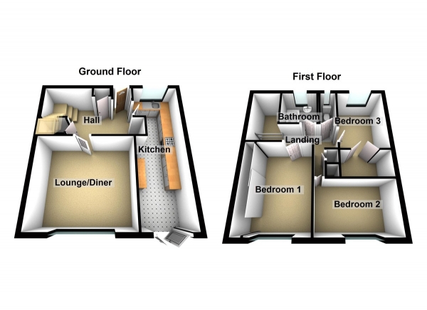 Floor Plan Image for 3 Bedroom Terraced House for Sale in Milhoo Court, Waltham Abbey