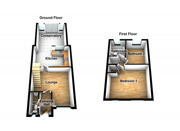 Floor Plan Image for 2 Bedroom End of Terrace House for Sale in Foxwood Chase, Waltham Abbey