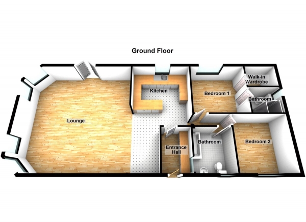 Floor Plan Image for 2 Bedroom Mobile Home for Sale in The Elms, Lippitts Hill, Loughton