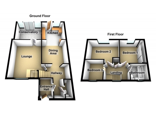 Floor Plan Image for 3 Bedroom Terraced House for Sale in Milton Court, Waltham Abbey