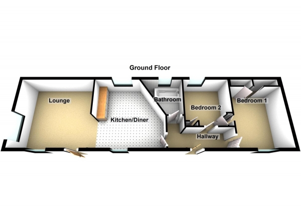 Floor Plan Image for 2 Bedroom Mobile Home for Sale in First Avenue , Galley Hill