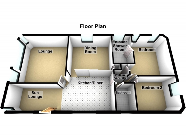 Floor Plan for 2 Bedroom Mobile Home for Sale in Woodbine Close, Waltham Abbey, EN9, 3RG -  &pound250,000