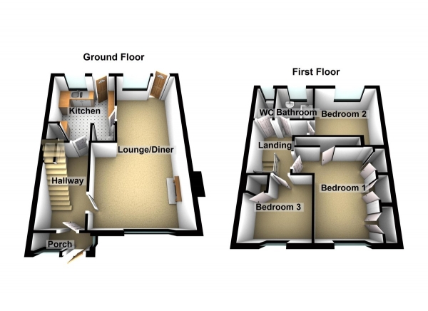 Floor Plan Image for 3 Bedroom Semi-Detached House for Sale in Cadmore Lane, Cheshunt