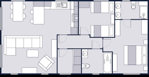 Floor Plan for 2 Bedroom Mobile Home for Sale in Dobbs Weir Caravan Park , Essex Road, EN11, 0AS -  &pound189,995