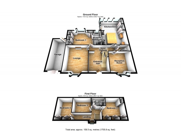 Floor Plan for 4 Bedroom Detached House for Sale in Honey Lane, Waltham Abbey, EN9, 3AU - Offers in Excess of &pound800,000