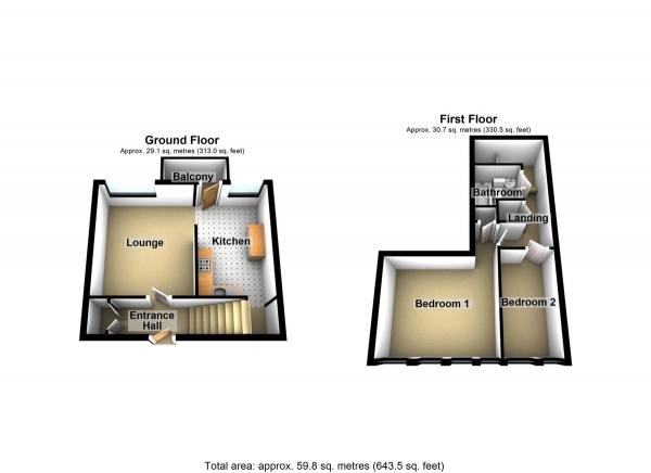 Floor Plan Image for 2 Bedroom Maisonette for Sale in Hillside, Hoddesdon