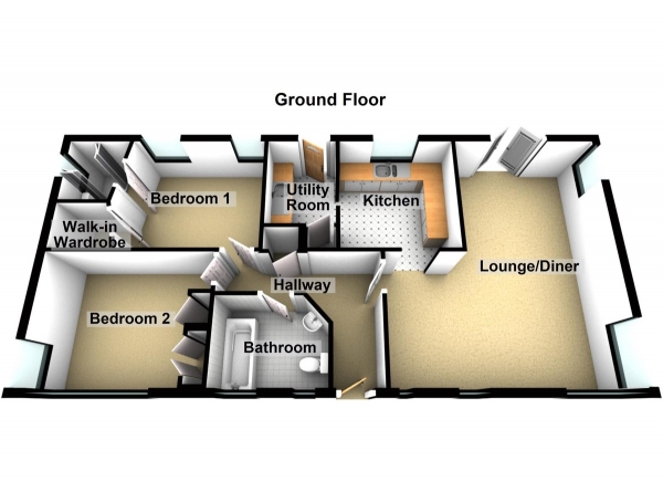 Floor Plan for 2 Bedroom Mobile Home for Sale in The Oaks , Woodbine Close, EN9, 3RP -  &pound275,000