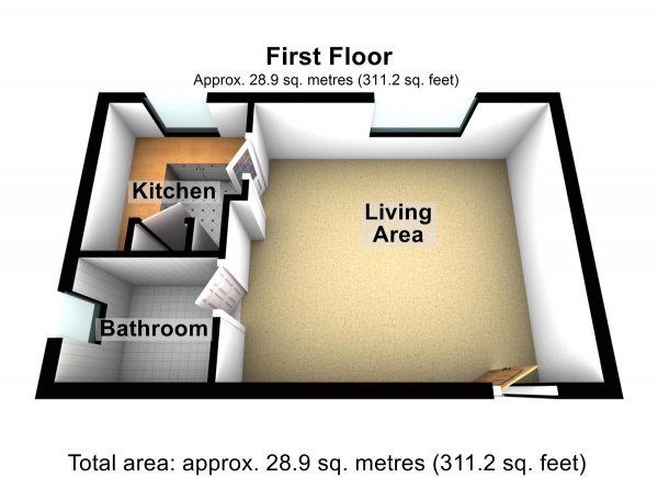 Floor Plan for Studio for Sale in Marley Court, Berners Way, EN10, 6NL -  &pound140,000