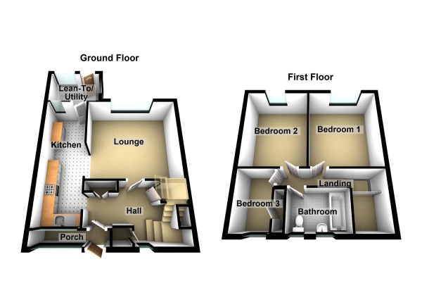 Floor Plan Image for 3 Bedroom End of Terrace House for Sale in Milhoo Court, Waltham Abbey