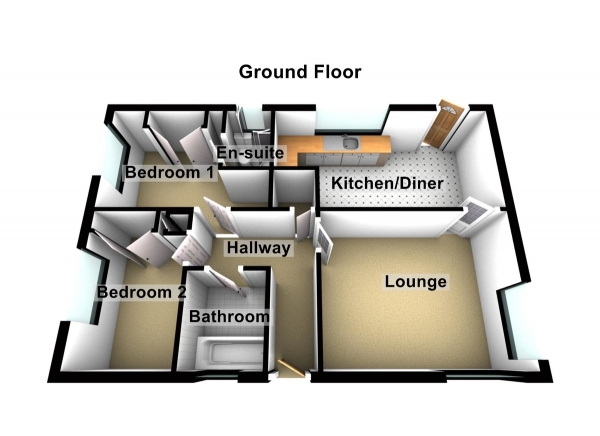 Floor Plan Image for 2 Bedroom Mobile Home for Sale in Woodbine Close, Waltham Abbey