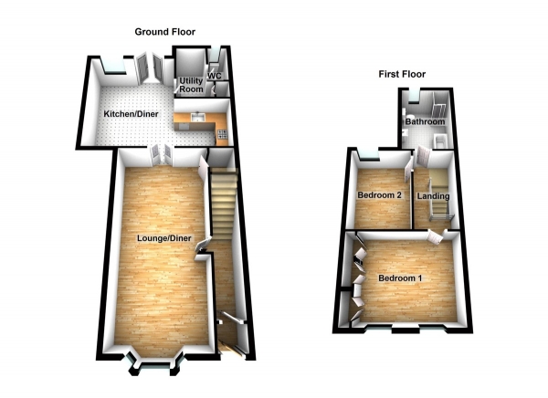 Floor Plan Image for 2 Bedroom End of Terrace House for Sale in Farm Hill Road, Waltham Abbey