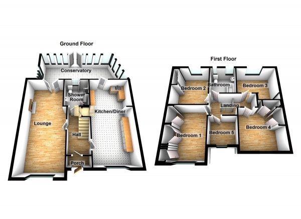 Floor Plan Image for 5 Bedroom End of Terrace House for Sale in Central Avenue, Waltham Cross