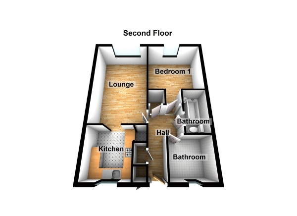 Floor Plan for 1 Bedroom Flat for Sale in Badburgham Court, Waltham Abbey, EN9, 3EB -  &pound205,000