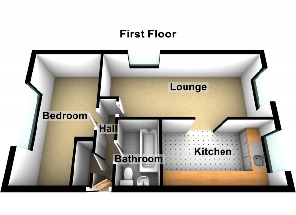 Floor Plan for 1 Bedroom Flat to Rent in Mayflower Court, Harlow, CM19, 4SX - £231 pw | £1000 pcm