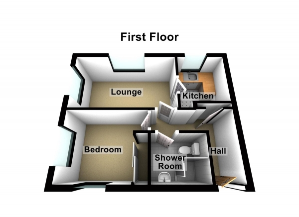 Floor Plan for 1 Bedroom Apartment to Rent in Farthingale Court, Waltham Abbey, EN9, 3PF - £265 pw | £1150 pcm