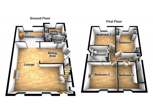 Floor Plan for 4 Bedroom Semi-Detached House for Sale in Aimes Green, Galley Hill, EN9, 2BJ -  &pound595,000