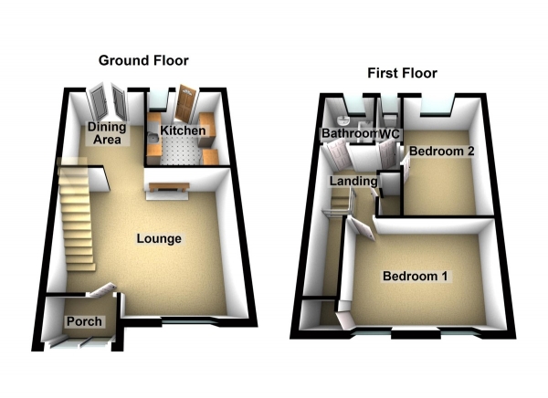 Floor Plan Image for 2 Bedroom Terraced House for Sale in Beechfield Walk, Waltham Abbey