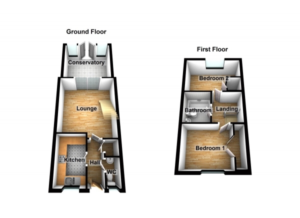 Floor Plan Image for 2 Bedroom Semi-Detached House for Sale in Dairyglen Avenue, Cheshunt