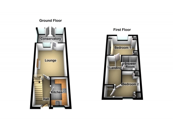 Floor Plan Image for 2 Bedroom End of Terrace House for Sale in Rue De St. Lawrence, Waltham Abbey