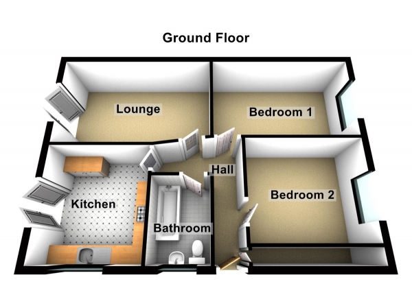 Floor Plan Image for 2 Bedroom Ground Maisonette to Rent in Downlands , Waltham Abbey