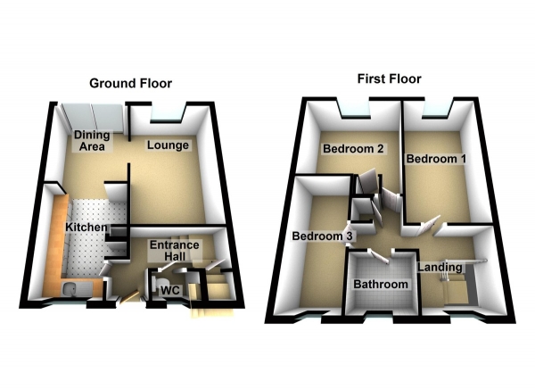 Floor Plan Image for 3 Bedroom End of Terrace House for Sale in Brickenden Court, Waltham Abbey