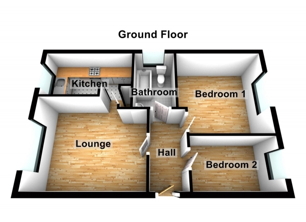 Floor Plan Image for 2 Bedroom Ground Flat to Rent in Howard Close, Waltham Abbey