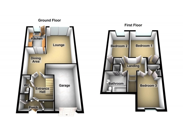 Floor Plan Image for 3 Bedroom Terraced House for Sale in Roundhills, Waltham Abbey