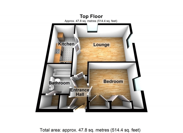 Floor Plan Image for 1 Bedroom Apartment to Rent in King William Court, Waltham Abbey