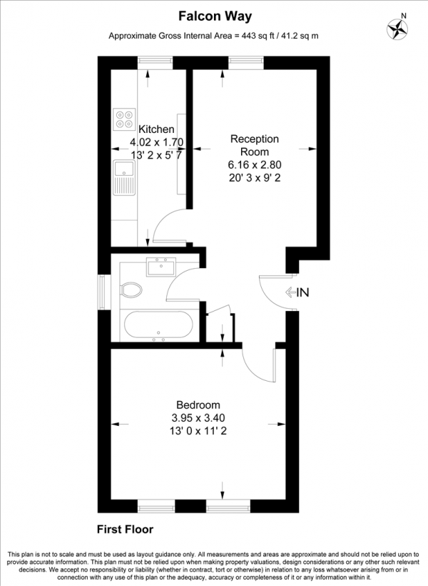 Floor Plan Image for 1 Bedroom Apartment for Sale in Falcon Way, Wanstead